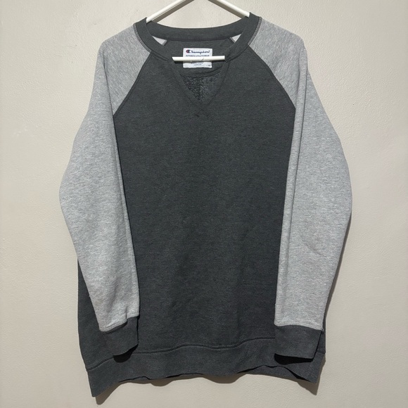 Champion Vintage Y2K V-Neck Pullover Sweatshirt Gray White Size Medium Honduras - Picture 4 of 8